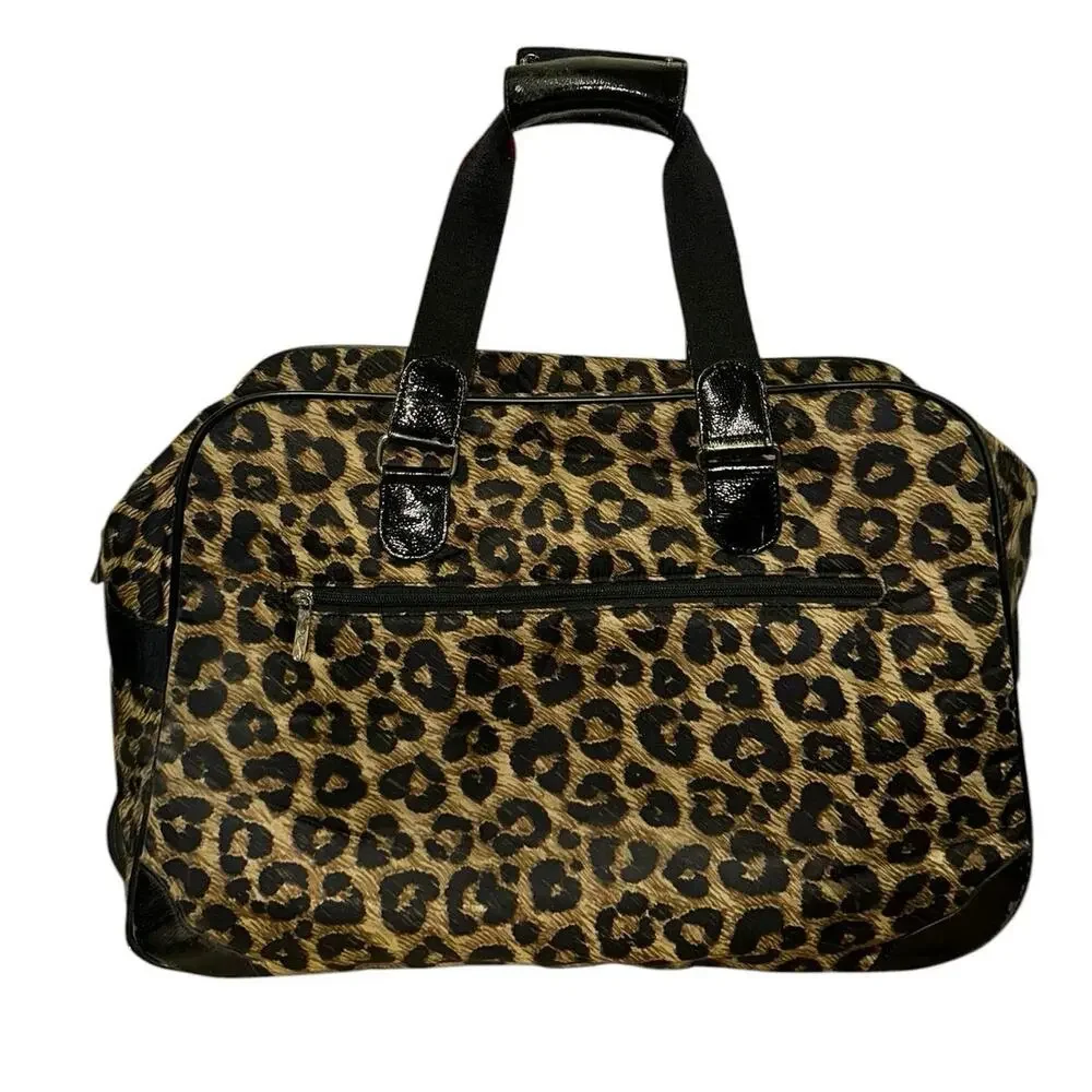 Brighton Leopard Cheetah Print Rolling Overnight Travel Bag